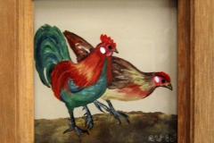 HG17,  Hühner, 1986, ÖL,11x11, © Lore Weiler