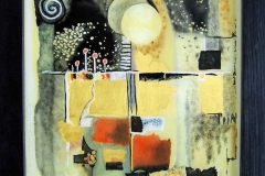 HG7,  Abstrakt I, 1990, ÖL  mit Blattgold 23 Karat,35x26, © Lore Weiler