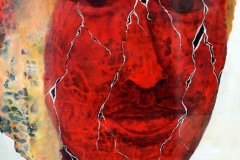 F7, 2008, A-K, 100x70, Die Maske fällt, es bleibt der Mensch und alles Heldentum entweicht. Jean Jacques Rousseau, © Lore Weiler