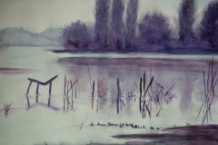 L10, Schilf im See, 2004, Aquarell, 40x50, © Lore Weiler